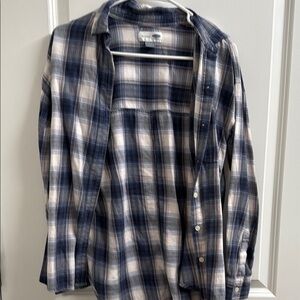 Old Navy Blue and White Casual Button Down Shirt